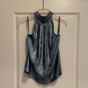 White House Black Market Shimmering Blue/Silver blouse